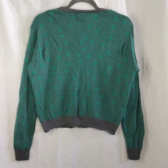 cAbi Retro Green Polka Dot Grey Trim Button Front Knit Cardigan Large - Picture 13 of 16